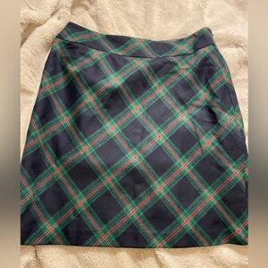 EUC Talbots Wool Blend Red and Green Plaid Skirt